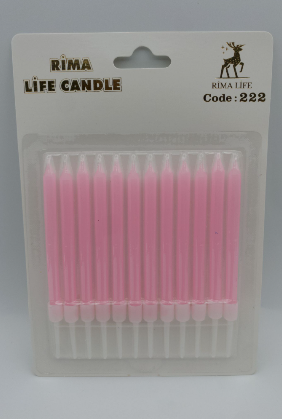 Pembe Doğum Günü Mumu 12 Lı Kod: 222